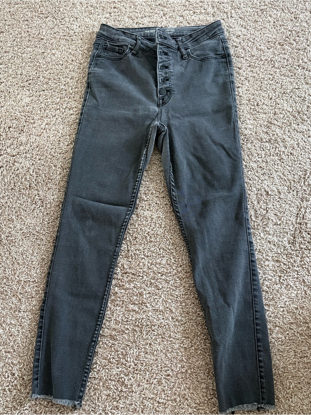 Old Navy Extra High Rise Rockstar Super Skinny Button Fly Raw Hem Jeans Size 4